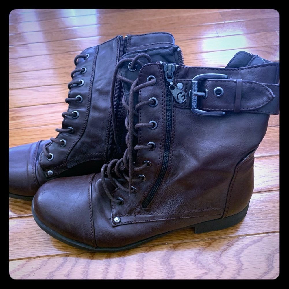 Brown lace-up boots